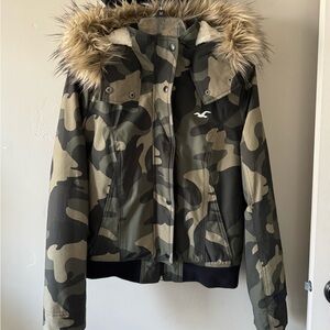 Hollister Green Camouflage All-Weather Jacket
